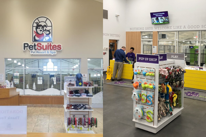 A look at our original lobby vs the new PetSuites lobby. 