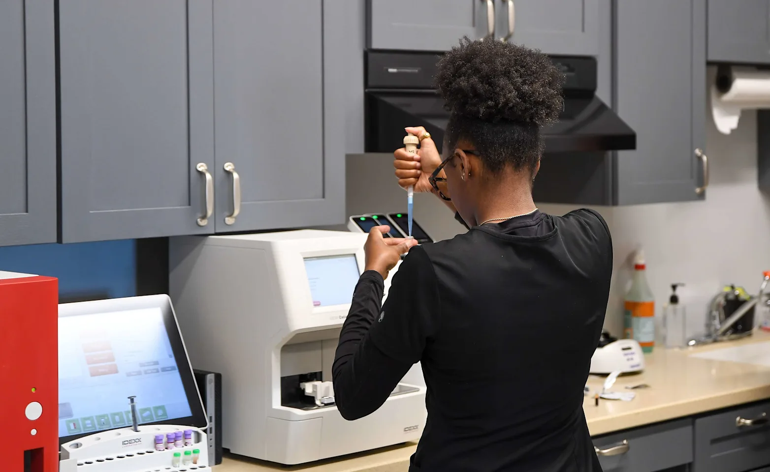 Vet in lab at Eagle Animal Hospital Vet in lab at Eagle Animal Hospital