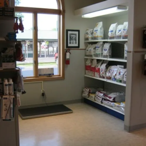 shelves of pet food