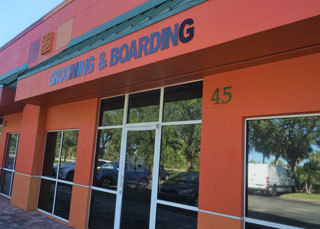 Outside our grooming & boarding facilities