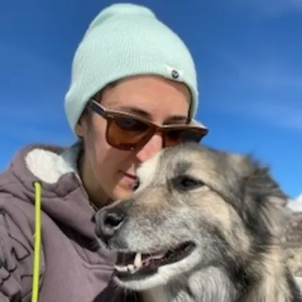 Emilie Peterson with a dog