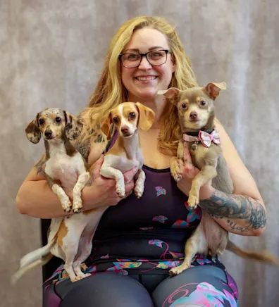 Amber holding a chihuahua Amber holding a chihuahua