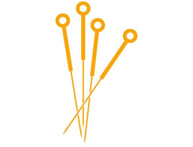 Yellow icon of acupuncture needles. Yellow icon of acupuncture needles.