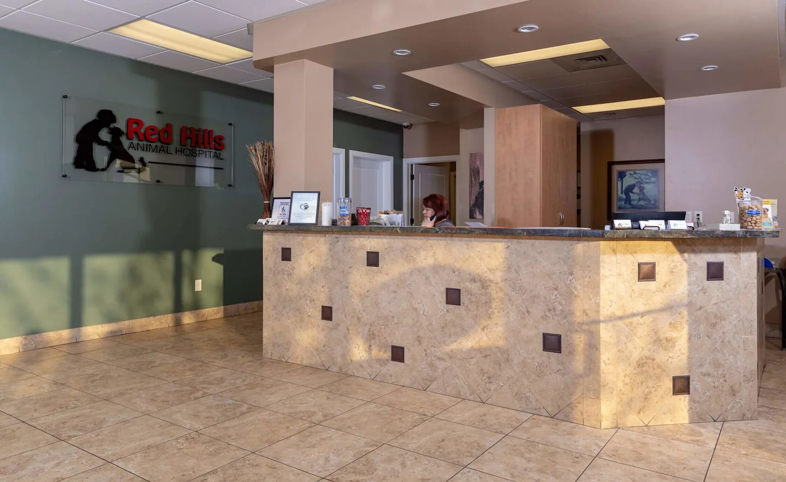 Reception desk at Red Hills Animal Hospital Reception desk at Red Hills Animal Hospital