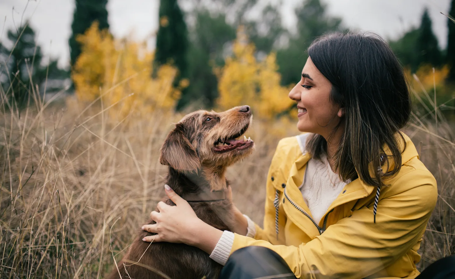 Dog and woman embracing