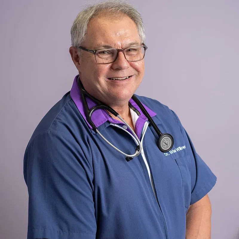 Dr. Brian Willows in front of a purple wall Dr. Brian Willows in front of a purple wall