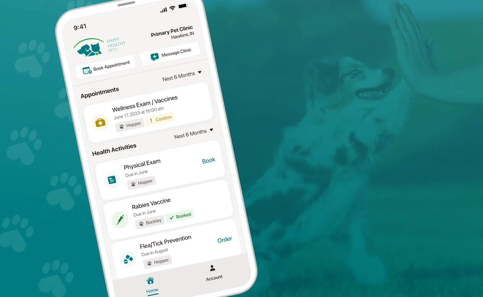 App screenshot with dog giving a high five App screenshot with dog giving a high five