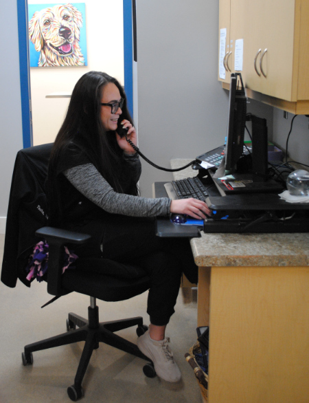 Staff using computer