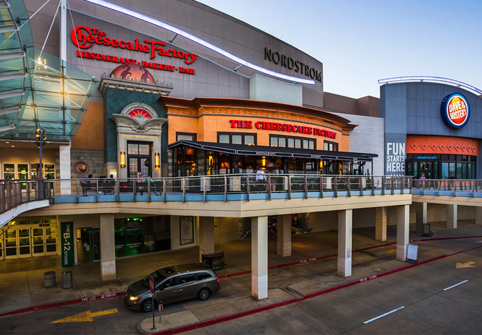 Entrance of mall in Frisco, TX at dusk Entrance of mall in Frisco, TX at dusk