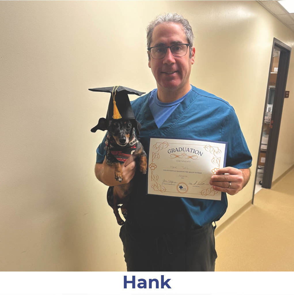 Hank the dog with Neurology Graduate Hall of Fame certificate