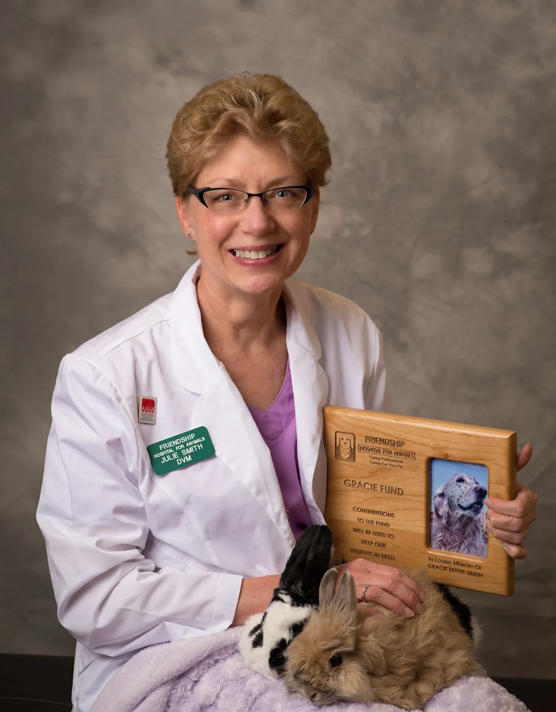 Dr. Julie Smith with rabbits Dr. Julie Smith with rabbits