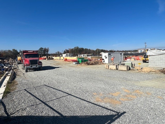 Landscape view with dump truck