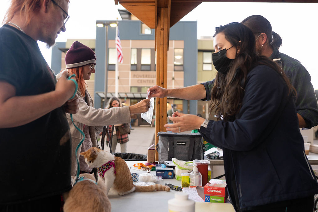 Staff serving customers and pets
