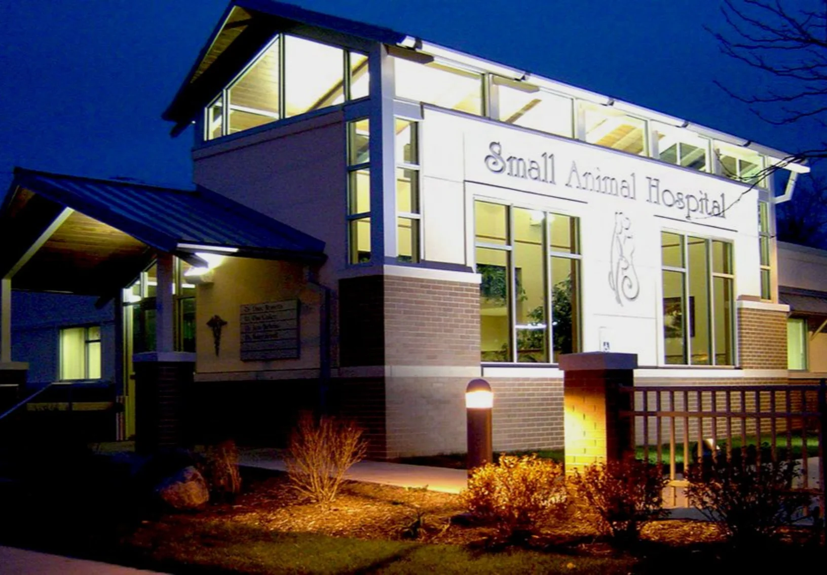 Small Animal Hospital Front at Night Small Animal Hospital Front at Night