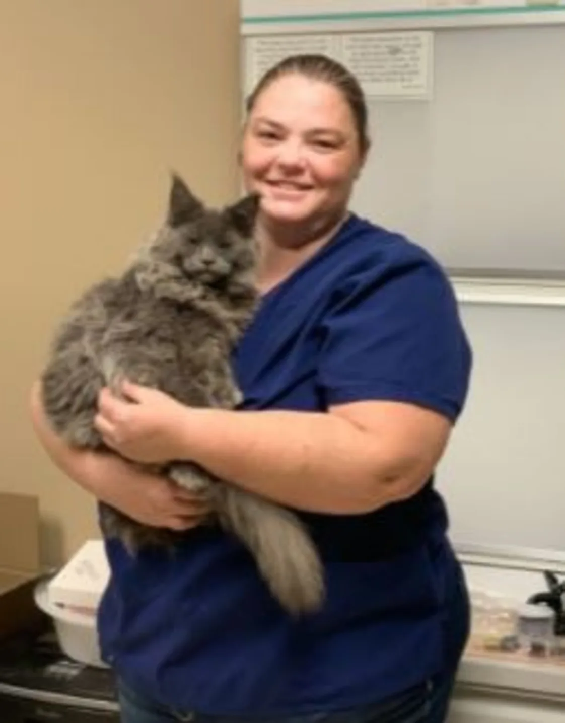 Amanda, CVT inside holding a cat Amanda, CVT inside holding a cat
