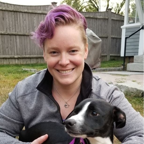 Dr. Sarah Henry with her dog.