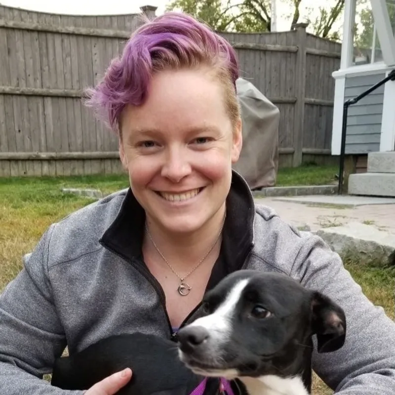 Dr. Sarah Henry with her dog. Dr. Sarah Henry with her dog.