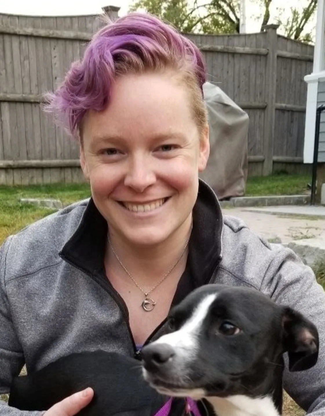 Dr. Sarah Henry with her dog. Dr. Sarah Henry with her dog.