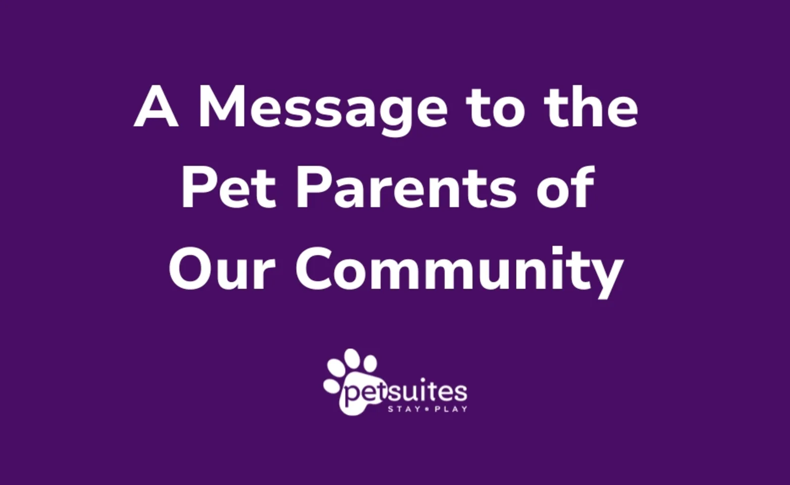 PetSuites A Message to the Pet Parents PetSuites A Message to the Pet Parents