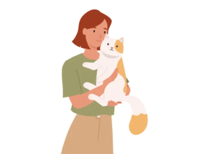 Cartoon of a Woman Holding a Cat