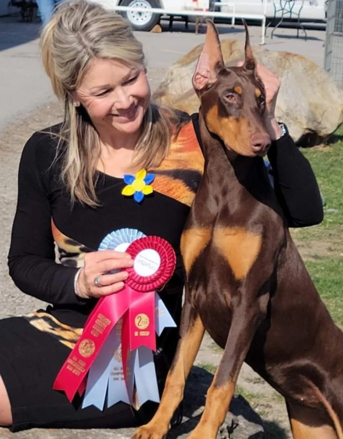Sheryl from Three Islands Veterinary Services, with three dogs Sheryl from Three Islands Veterinary Services, with three dogs