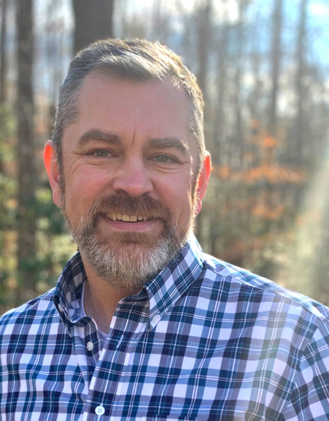 Martin Young in a forest. Martin Young in a forest.