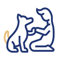 Training icon of person holding a dog paw