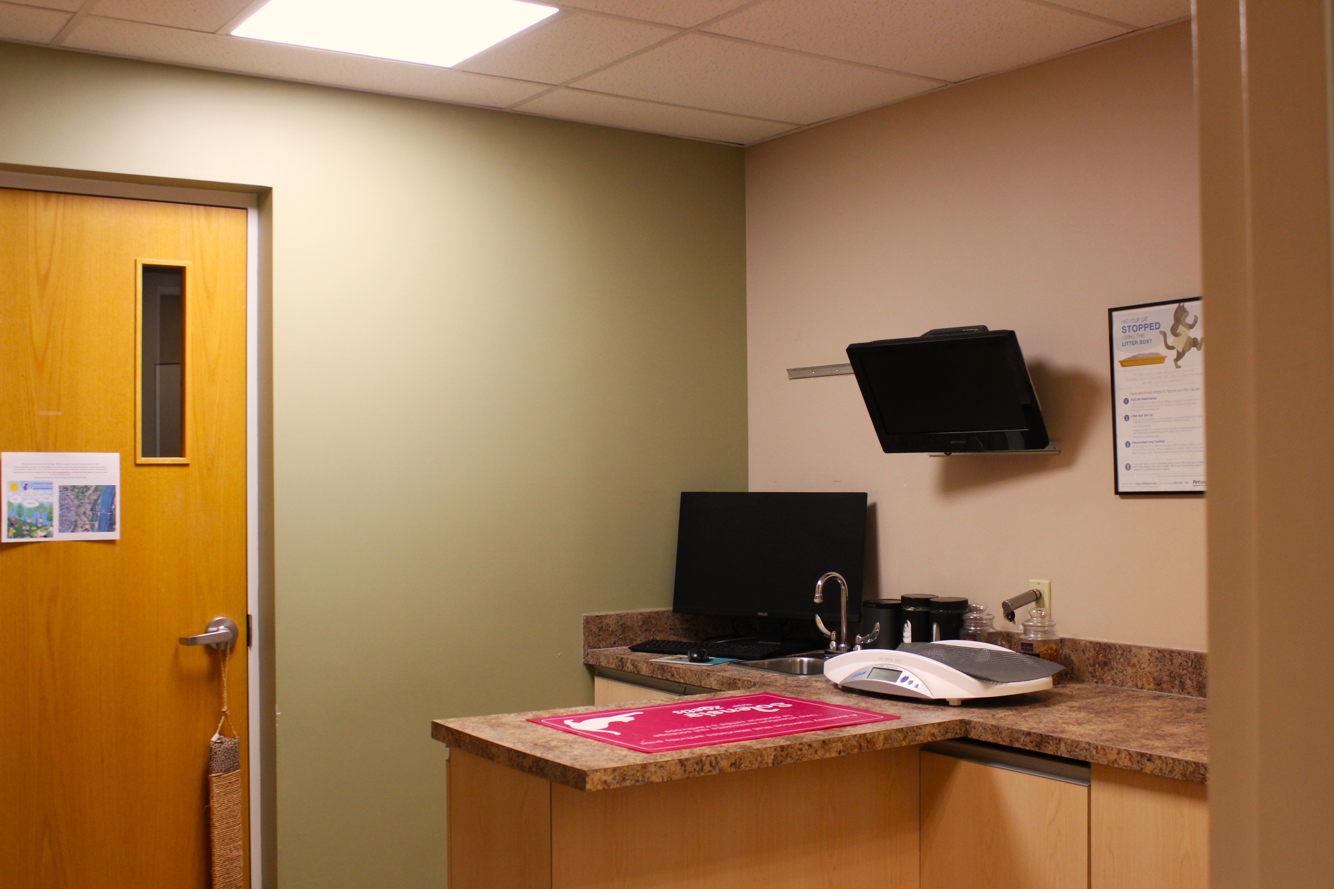 An examination room with monitoring devices.  