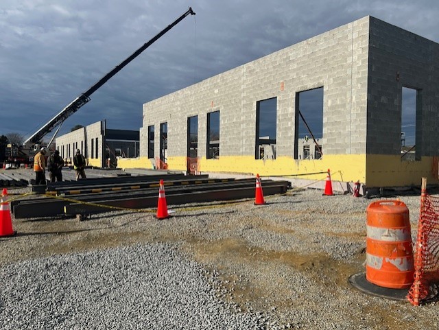 Construction view of cinder block walls