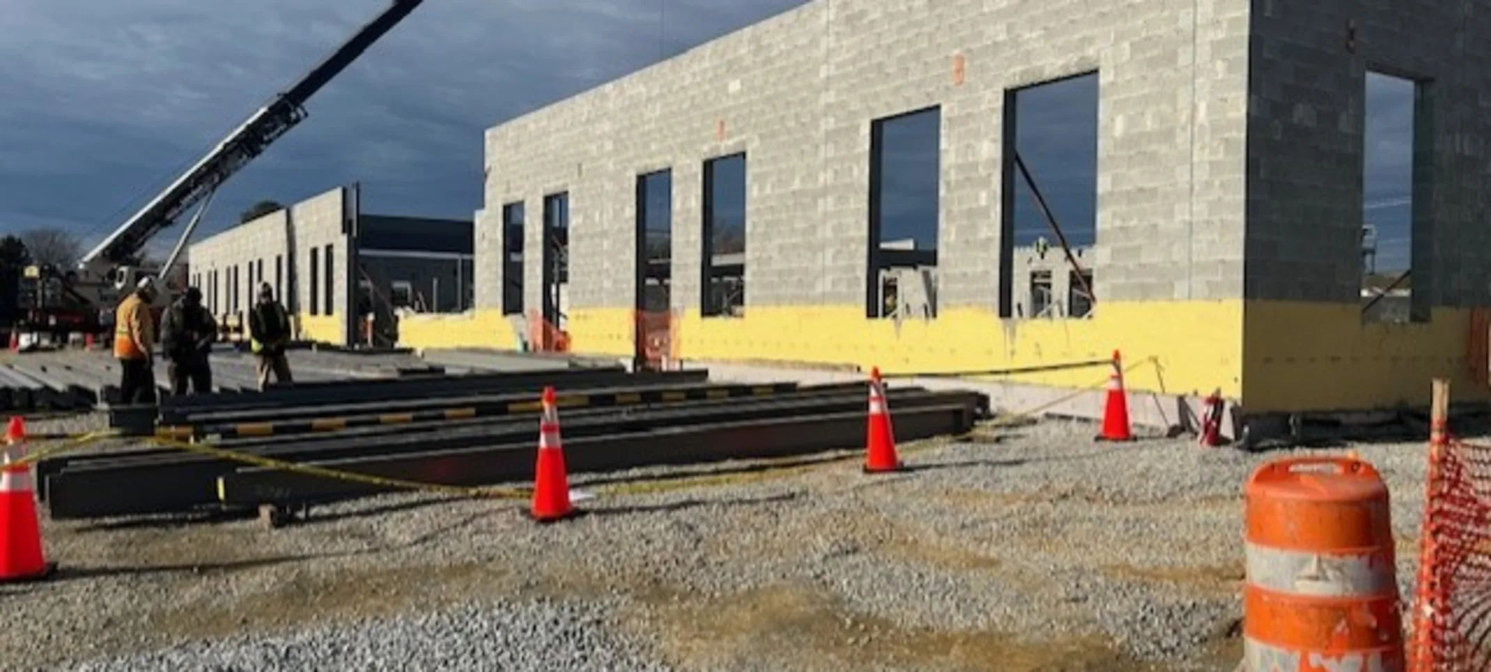 Construction view of cinder block walls Construction view of cinder block walls