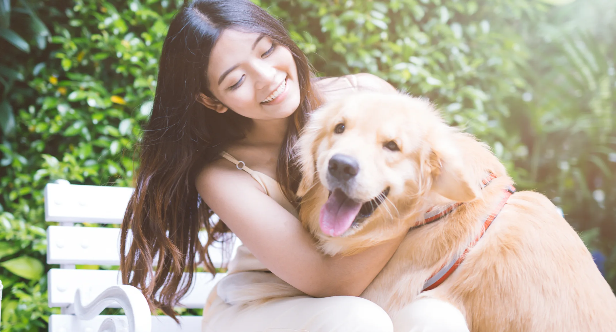Woman with Dog on Bench Woman with Dog on Bench