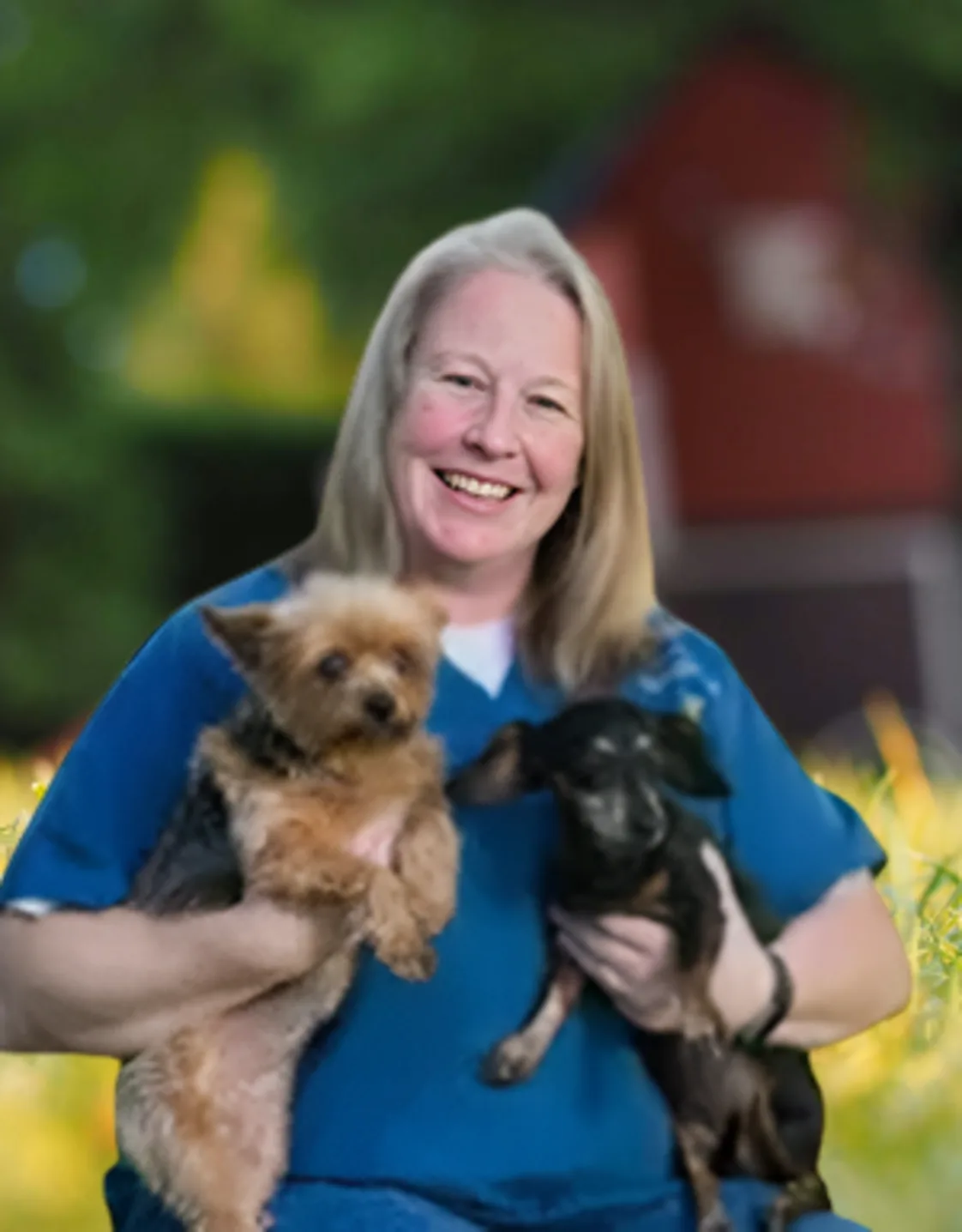 Diana Stulsky holding 2 dogs Diana Stulsky holding 2 dogs