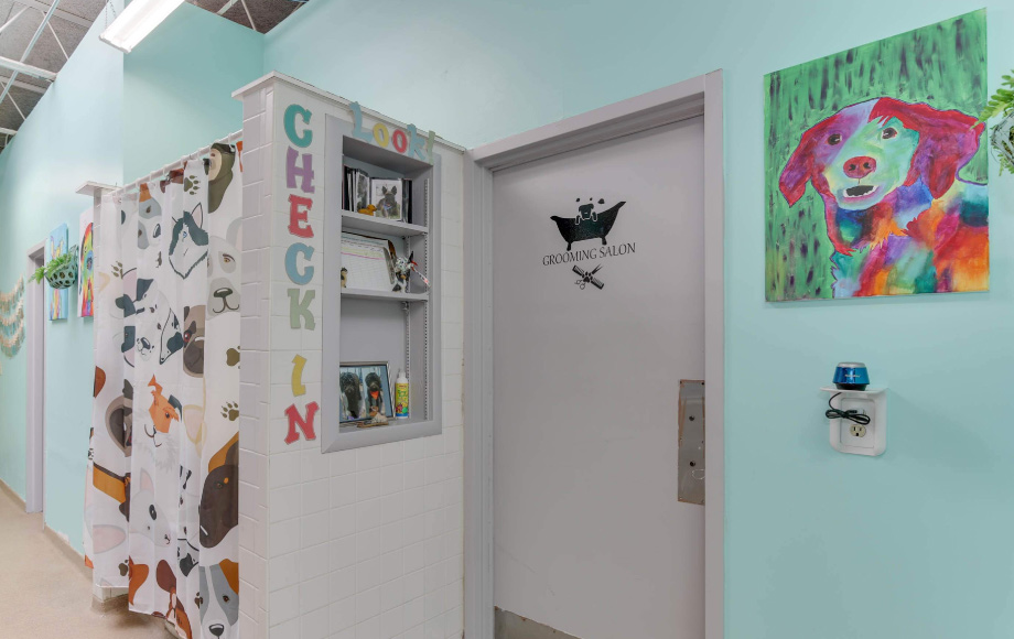 wl Creek Veterinary Hospital's grooming door and area for your pets