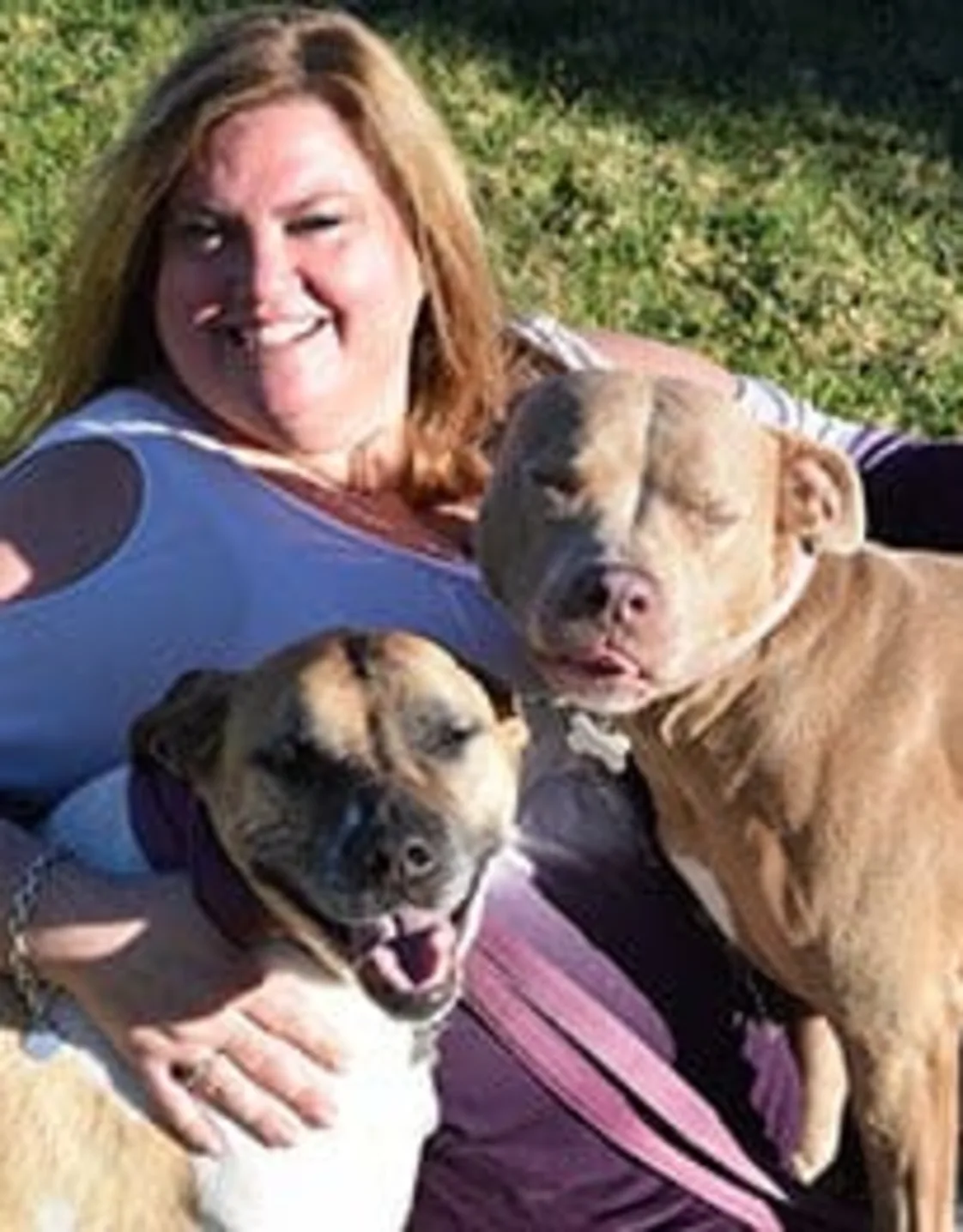 Jill with two happy dogs Jill with two happy dogs