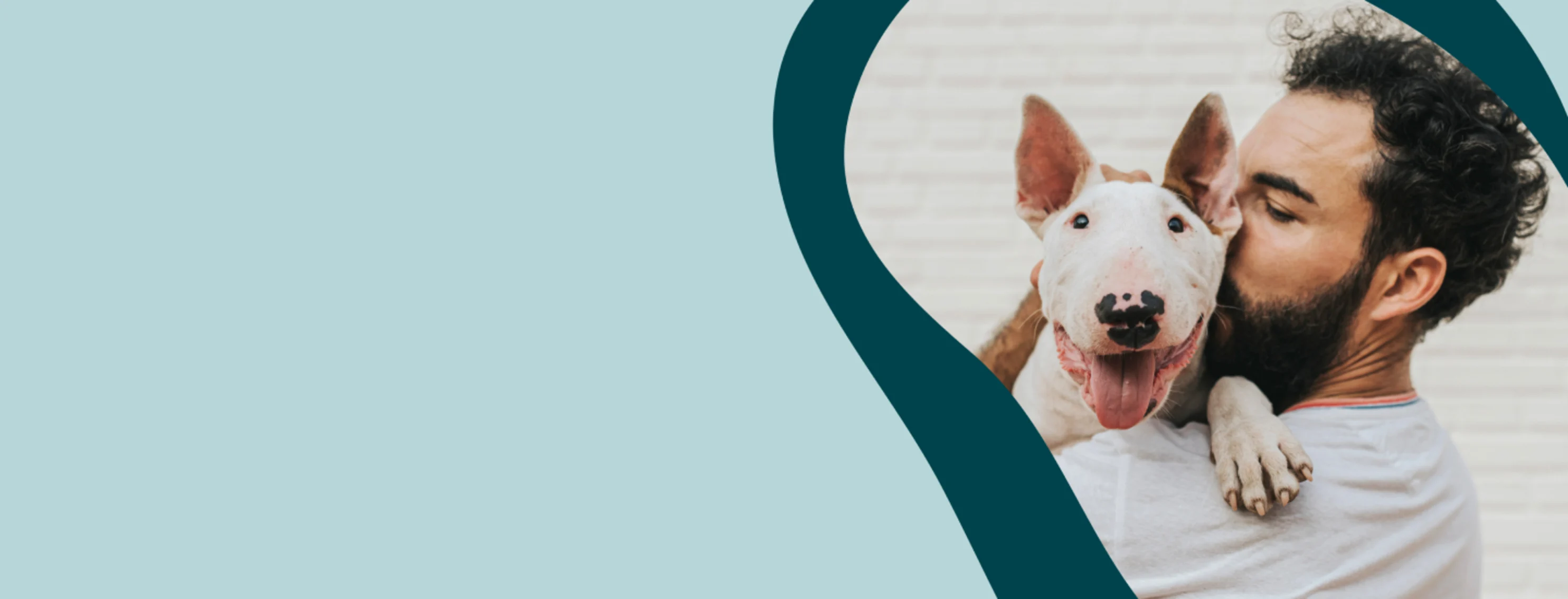 Man holding happy dog Man holding happy dog