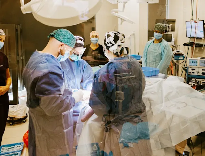 Staff helping vet to perform surgery on a patient. Staff helping vet to perform surgery on a patient.