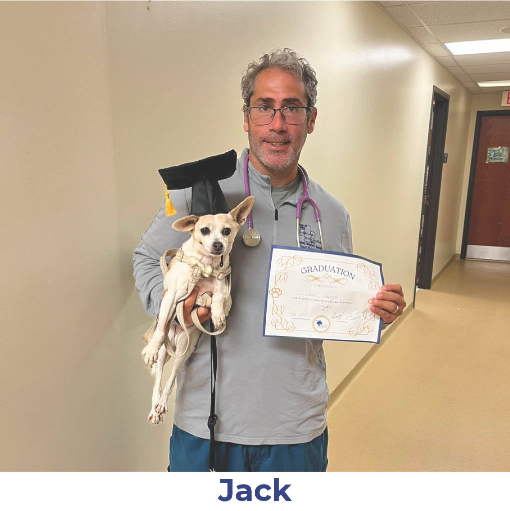 Jack the dog with Neurology Graduate Hall of Fame certificate