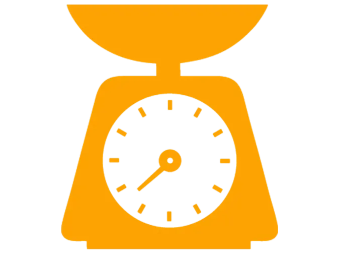 Yellow icon of a weight scale. Yellow icon of a weight scale.