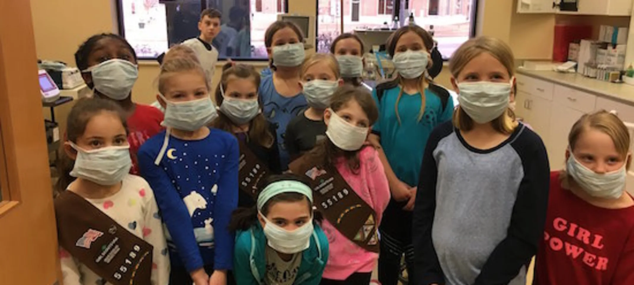 Girl scouts in an exam room Girl scouts in an exam room