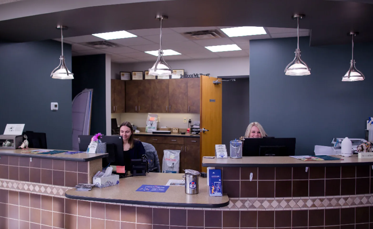 A photo of the front desk at Kindness Animal Hospital