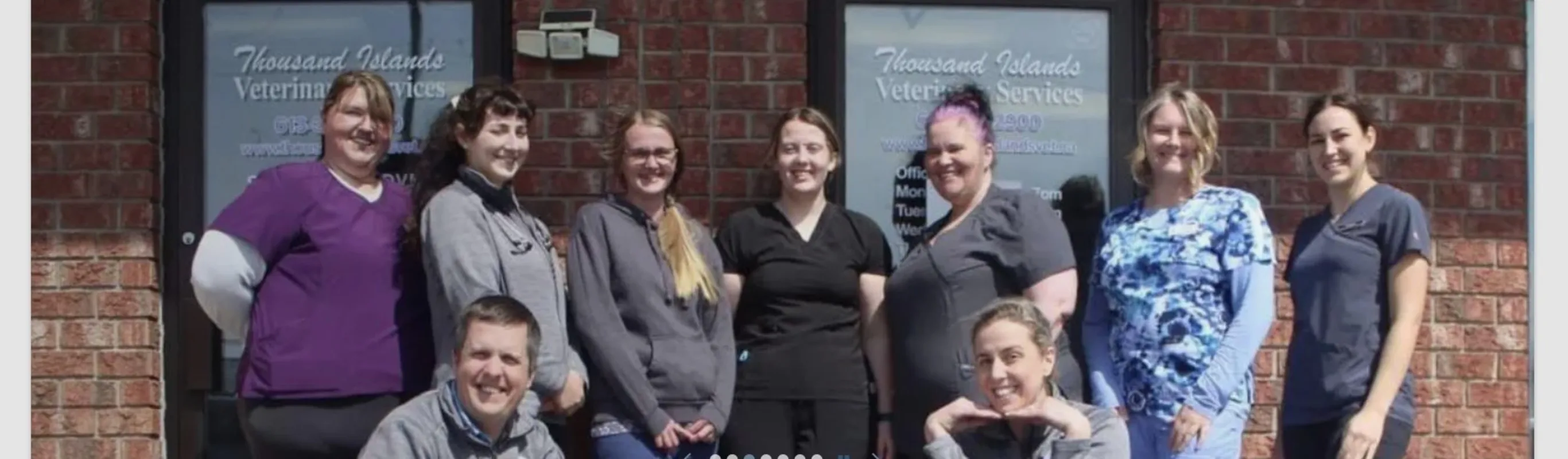 Thousand Islands Veterinary Services Team in front of the building Thousand Islands Veterinary Services Team in front of the building