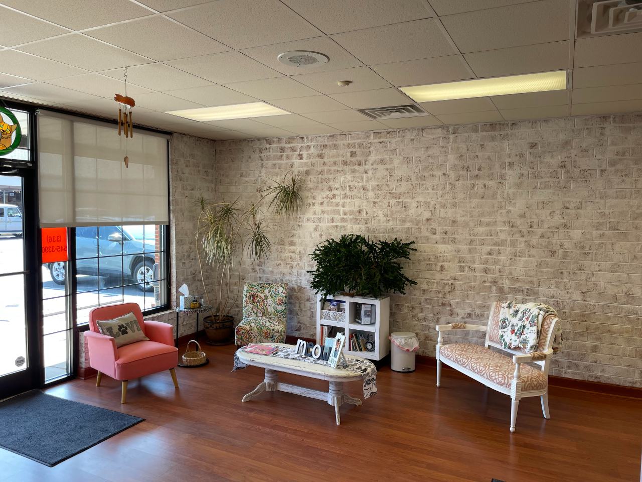 Angled view of the reception area at Cat Clinic of Greensboro