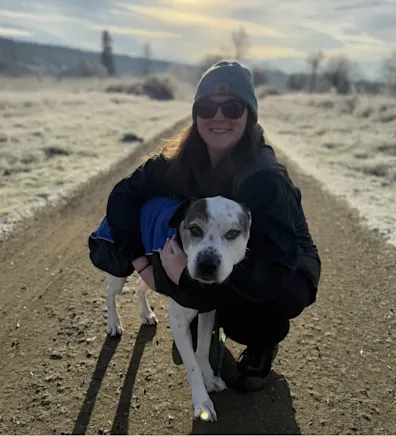 Emily and dog. Emily and dog.