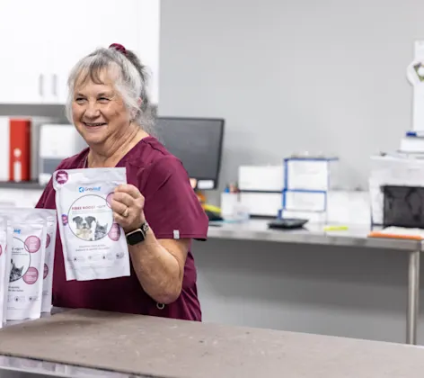 Staff holding food Staff holding food