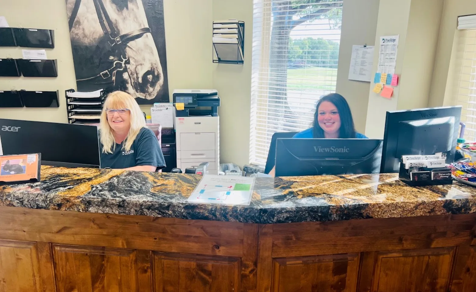 Staff behind a desk