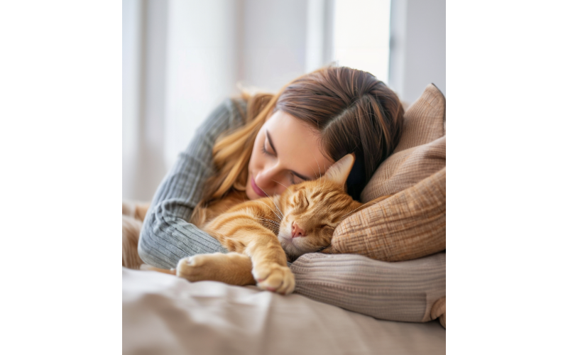 Girl Hugging a Cat
