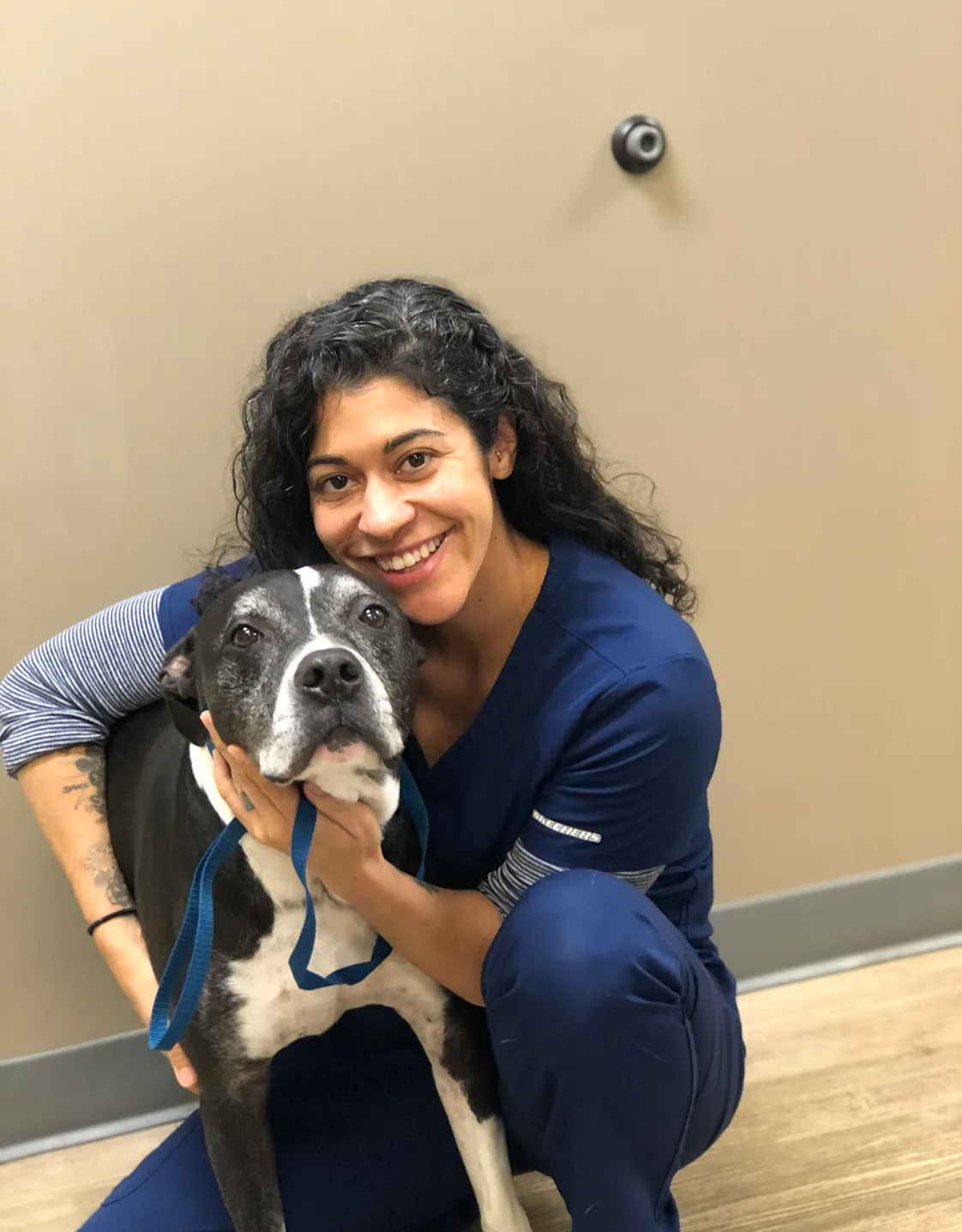Dani with black and white dog Dani with black and white dog