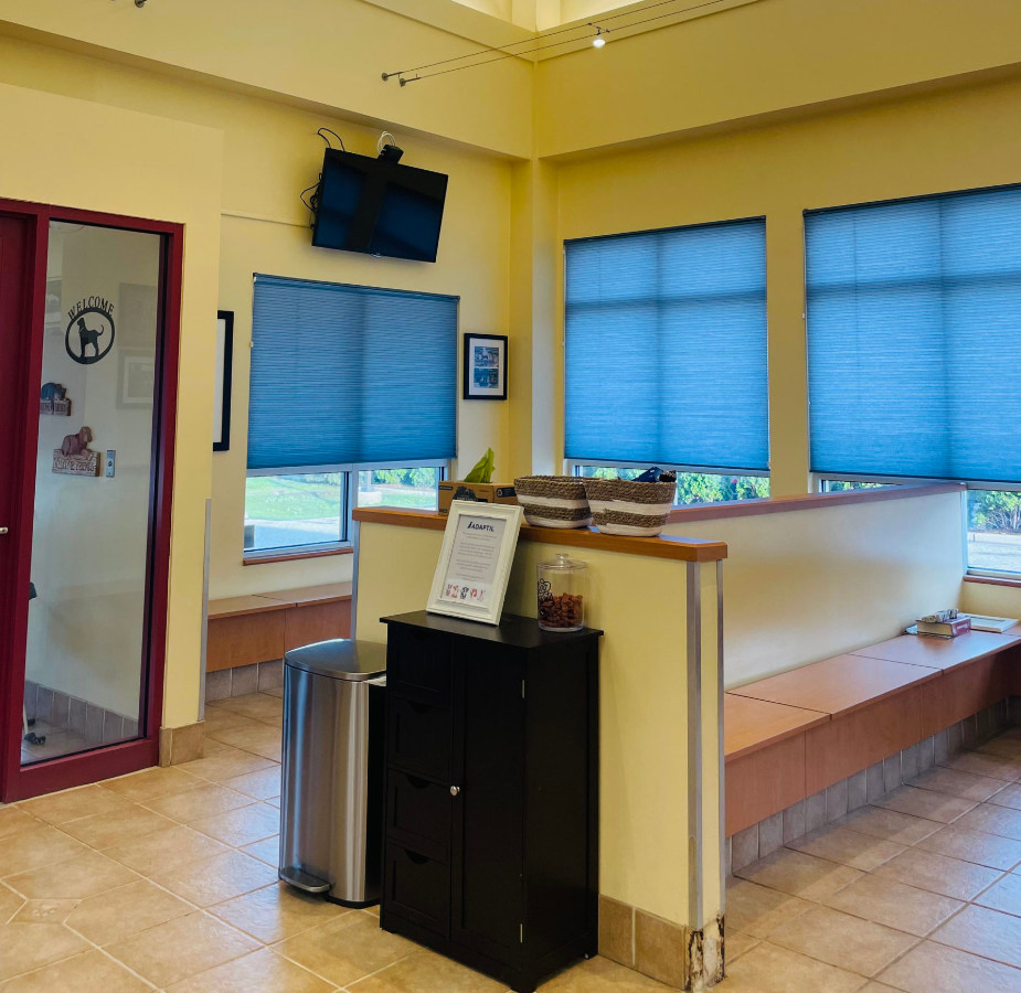Huffard Lobby Interior with a sign in front
