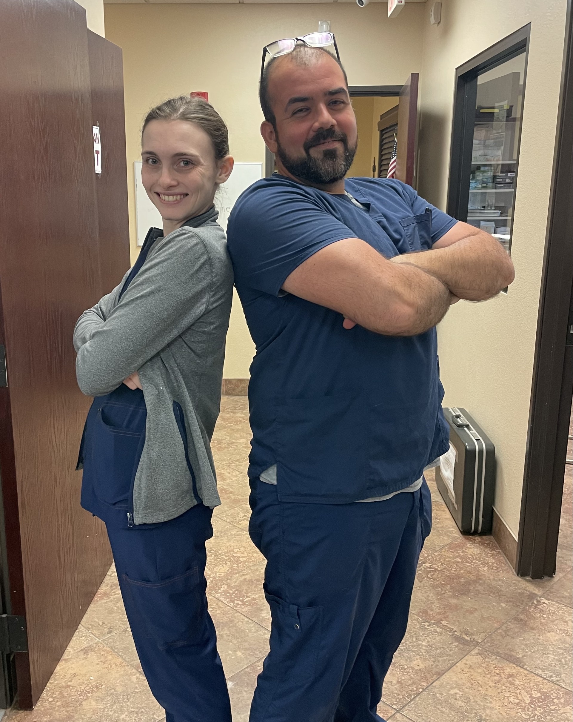 Staff members Amy and Antonio