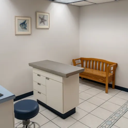 Exam room 2 table and seating area
